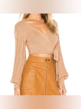 Tularosa Cropped Cable Sleeve Wrap Sweater Cardigan Tie detail XXS- never worn!
